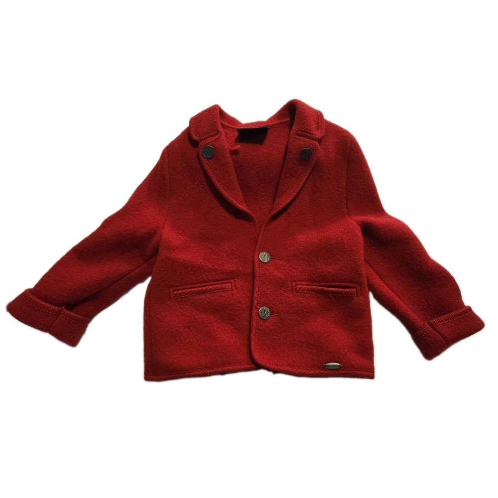Giesswein Pure New Wool Jacket Childs EU 116 US 5-6 Deep Red Austria Winter